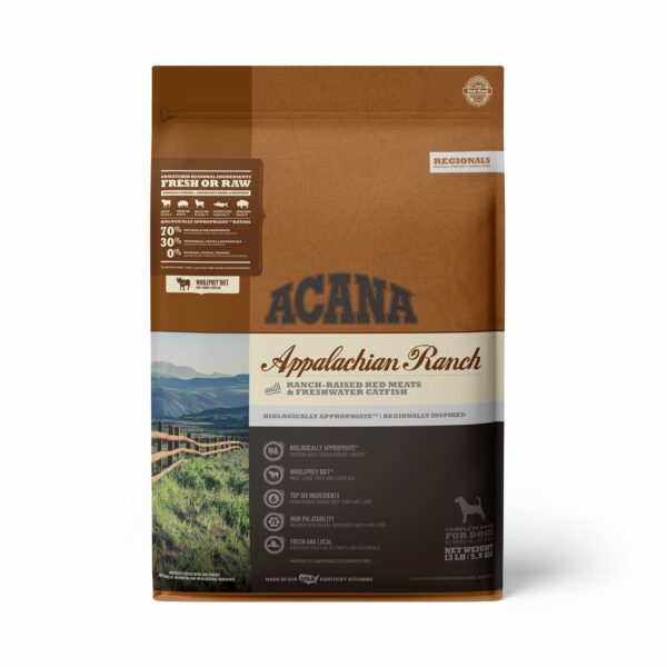 ACANA Appalachian Ranch Grain Free High Protein Freeze-Dried Coated Beef Pork Lamb Bison and Fish Dry Dog Food, 13 lbs.
