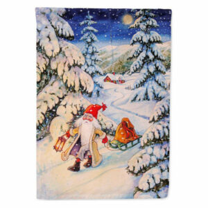 ACG0144GF Christmas Gnome pulling a sled Garden Flag, Small, Multicolo