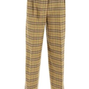 ACNE STUDIOS PAYGE CHECKERED TROUSERS 34 Yellow, Beige Wool