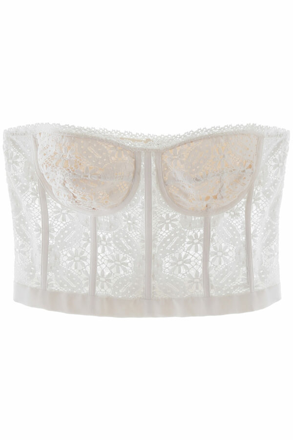 ALEXANDER MCQUEEN LACE BUSTIER TOP 42 White Cotton