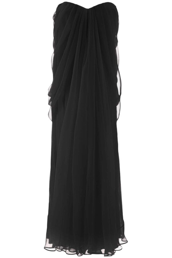 ALEXANDER MCQUEEN LONG SILK DRESS 40 Black Silk