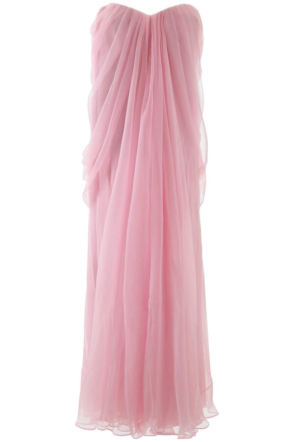 ALEXANDER MCQUEEN LONG SILK DRESS 42 Pink Silk