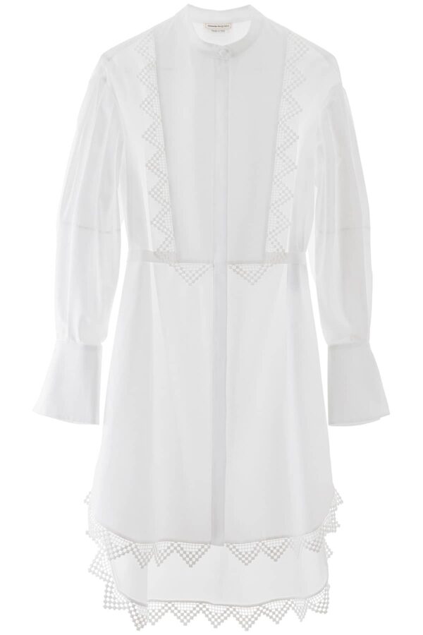 ALEXANDER MCQUEEN MAXI SHIRT WITH LACE DETAILS 40 White Cotton