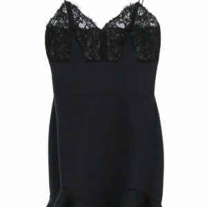 ALEXANDER MCQUEEN MINI DRESS WITH LACE 38 Black Wool, Silk