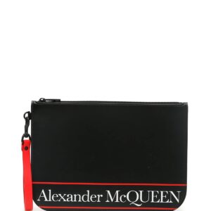 ALEXANDER MCQUEEN NEW LOGO POUCH OS Black, Red Leather