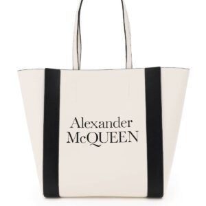 ALEXANDER MCQUEEN SIGNATURE TOTE BAG OS White, Black Leather