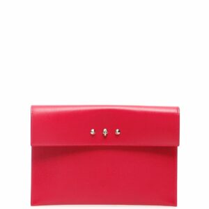 ALEXANDER MCQUEEN SKULL ENVELOPE POUCH OS Fuchsia, Pink Leather