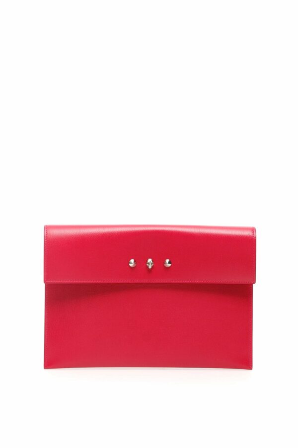 ALEXANDER MCQUEEN SKULL ENVELOPE POUCH OS Fuchsia, Pink Leather