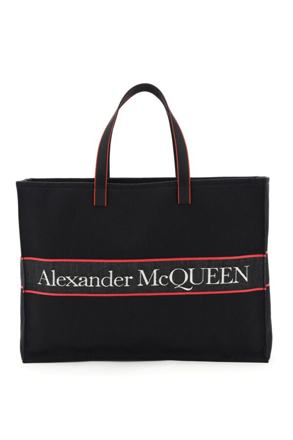 ALEXANDER MCQUEEN TOTE BAG WITH JACQUARD LOGO OS Black, Red, White