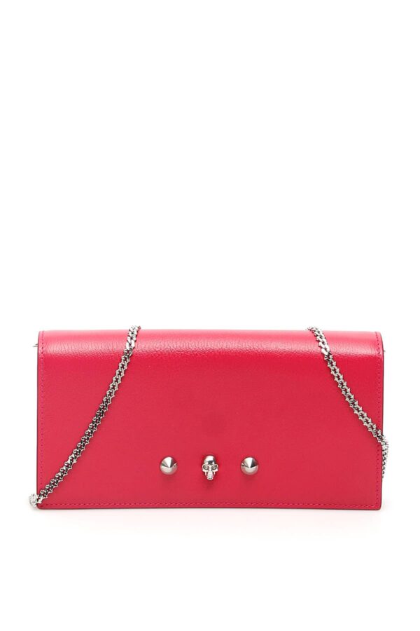 ALEXANDER MCQUEEN WALLET ON CHAIN OS Fuchsia, Pink Leather