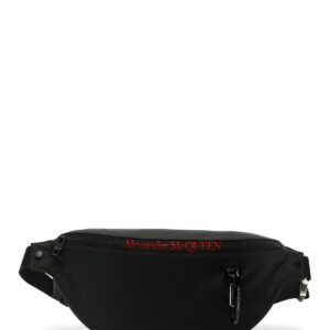 ALEXANDER MCQUEEN ZIP LOGO BELT BAG OS Black, Red Technical, Leather