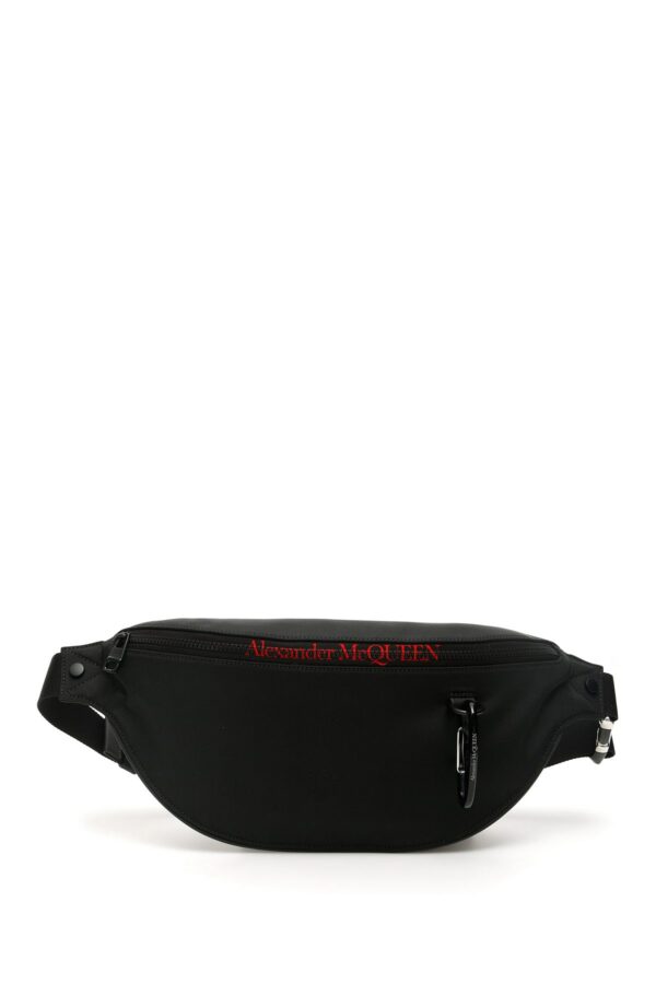 ALEXANDER MCQUEEN ZIP LOGO BELT BAG OS Black, Red Technical, Leather