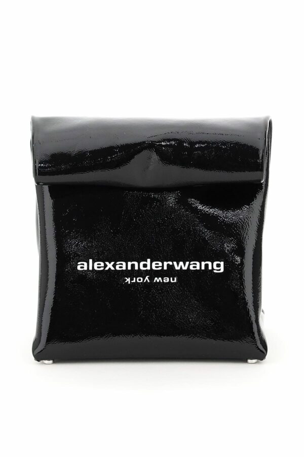 ALEXANDER WANG LUNCH BAG CLUTCH OS Black, White Leather