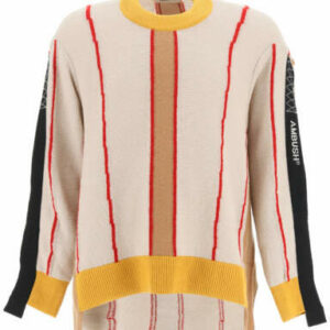 AMBUSH COLOR BLOCK ASYMMETRICAL SWEATER 2 Beige, Red, Yellow Wool