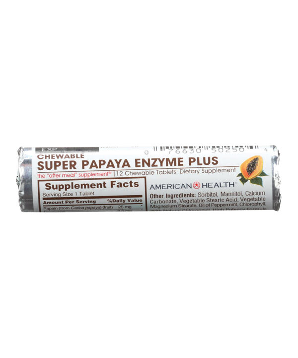 AMERICAN HEALTH Vitamins & Supplements - 12-Ct. Super Papaya Enzyme Plus Chewable Tablet