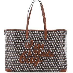 ANYA HINDMARCH LARGE TOTE BAG I AM A PLASTIC BAG OS Brown, White, Black Faux leather