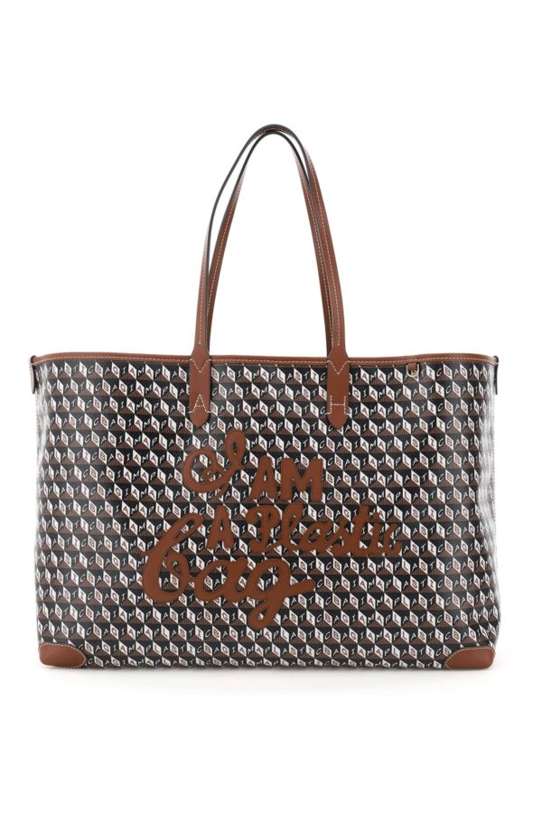 ANYA HINDMARCH LARGE TOTE BAG I AM A PLASTIC BAG OS Brown, White, Black Faux leather