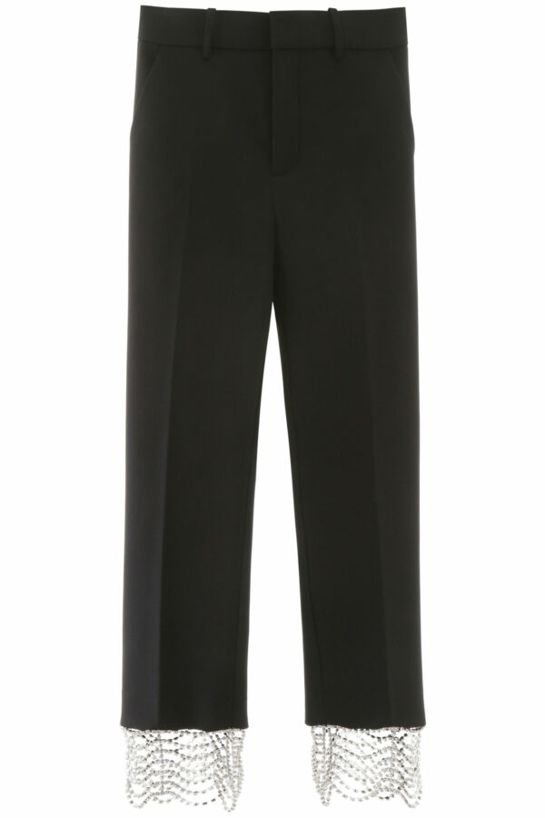 AREA CROPPED PANTS WITH CRYSTALS 4 Black Wool