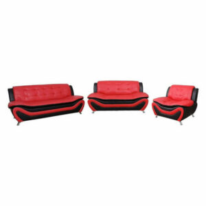 AYCP Furniture-3PC Living Room Set, Sofa/Loveset/Chair, Black/Red