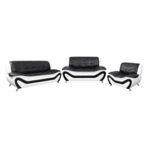 AYCP Furniture-3PC Living Room Set, Sofa/Loveset/Chair, Black/White