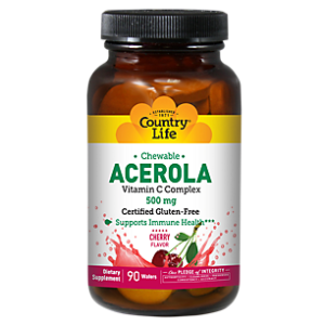 Acerola Chewable Vitamin C Complex - Supports Immune Health - 500 MG - Cherry (90 Wafers)