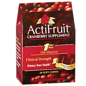 ActiFruit Cranberry Supplement - Clinical Strength - 100% Whole Fruit (20 Chews)