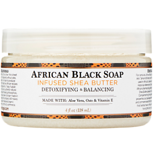 African Black Soap Infused Shea Butter with Aloe, Oats & Vitamin E (4 Ounces)