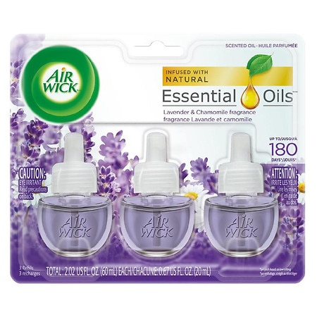 Air Wick Plug In Scented Oil with Essential Oils, Air Freshener Lavender & Chamomile - 0.67 fl oz x 3 pack