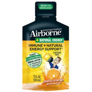 Airborne Immune and Natural Energy Support with Vitamin C, Liquid Shots Zesty Orange - 1.0 fl oz x 10 pack