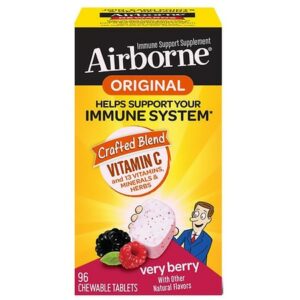 Airborne Vitamin C Crafted Blend Immune Support Chewable Tablets Berry - 96.0 ea