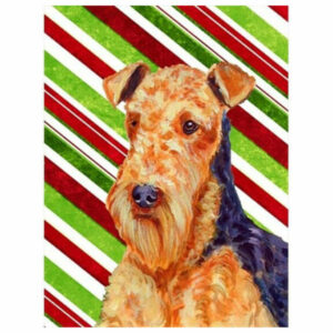 Airedale Candy Cane Holiday Christmas Flag Garden Size