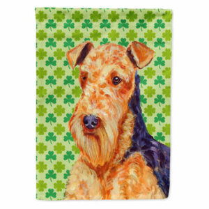 Airedale St. Patrick's Day Shamrock Portrait Flag Garden Size