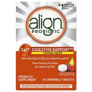 Align Probiotics Chewables, Daily Probiotic Supplement for Digestive Health Banana Strawberry Smoothie - 24.0 ea