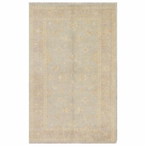 All-Over Hand-Knotted Oushak Oriental Area Rug For Living Room, Gray,