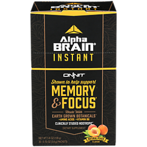 Alpha BRAIN Instant - Memory & Focus Support with Amino Acids + Vitamin B6 - Peach (30 Single Serving Packets)