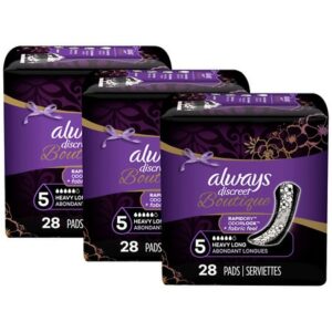 Always Discreet Boutique Incontinence Pads, Heavy Absorbency, Long Length - 28.0 ea x 3 pack