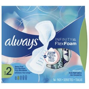 Always Infinity Super Sanitary Pads with Wings Unscented Unscented, 2 - 16.0 ea