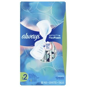 Always Infinity Super Sanitary Pads with Wings Unscented Unscented, Size 2 - 32.0 ea