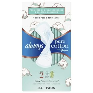 Always Pure Cotton with FlexFoam Pads Heavy Flow - 24.0 ea