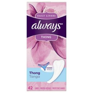 Always Thong Daily Liners, Unscented Unscented, Regular - 42.0 ea