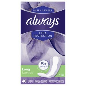 Always Xtra Protection Daily Liners, Unscented Unscented, Long - 40.0 ea