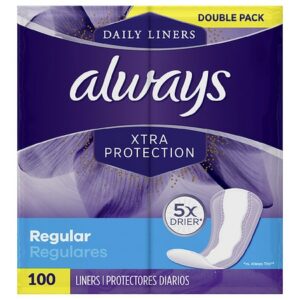 Always Xtra Protection Daily Liners, Unscented Unscented, Regular - 100.0 ea