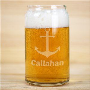 Anchor Engraved Beer Can Glass