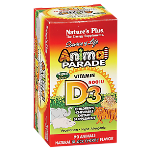 Animal Parade Vitamin D for Kid's - 500 IU - Black Cherry (90 Chewable Tablets)