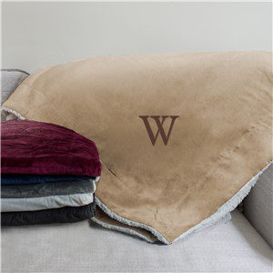 Any Initial Embroidered Sherpa Blanket