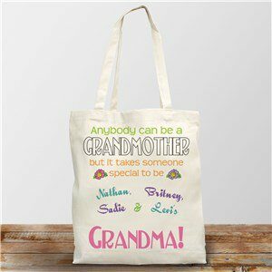 Anybody Can Be A Grandma Personalized Canvas Tote Bag