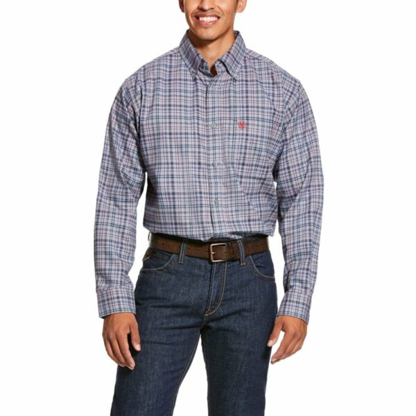 Ariat Men's FR Cherokee Long Sleeve Work Shirt Blue/Gray, X-Large - Men's Longsleeve Work Shirts at Academy Sports