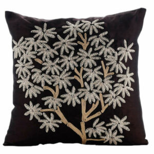 Art Silk Living Room Pillow Covers Brown 20"x20" Tree Zardozi, The Des
