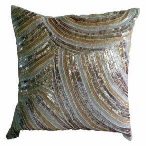 Art Silk Living Room Pillow Covers Ivory 20"x20" Sequin Embellished, G