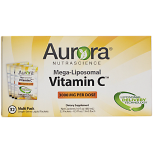 Aurora Mega-Liposomal Vitamin C - 3,000MG - Sugar Free - Organic Fruit Flavor (32 Single Serving Packets)